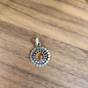 Stering Silver And Amber Pendant